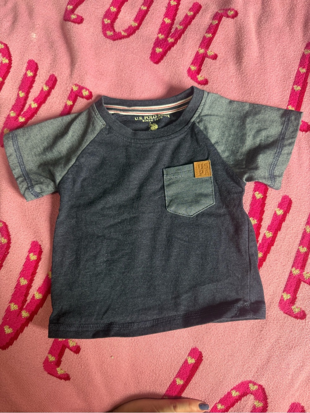 U.S. Polo Assn. Navy & Gray Short Sleeve Pocket Tee